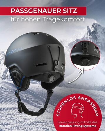 Шолом гірськолижний та для сноуборду BLACK CREVICE Aspen, легкий Inmould, регулювання RFS, розмір S (51-54 см), чорний