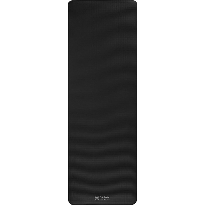 Йога мат Gaiam Essentials, товста фітнес-мат для тренувань, 183x61x1 см, чорна