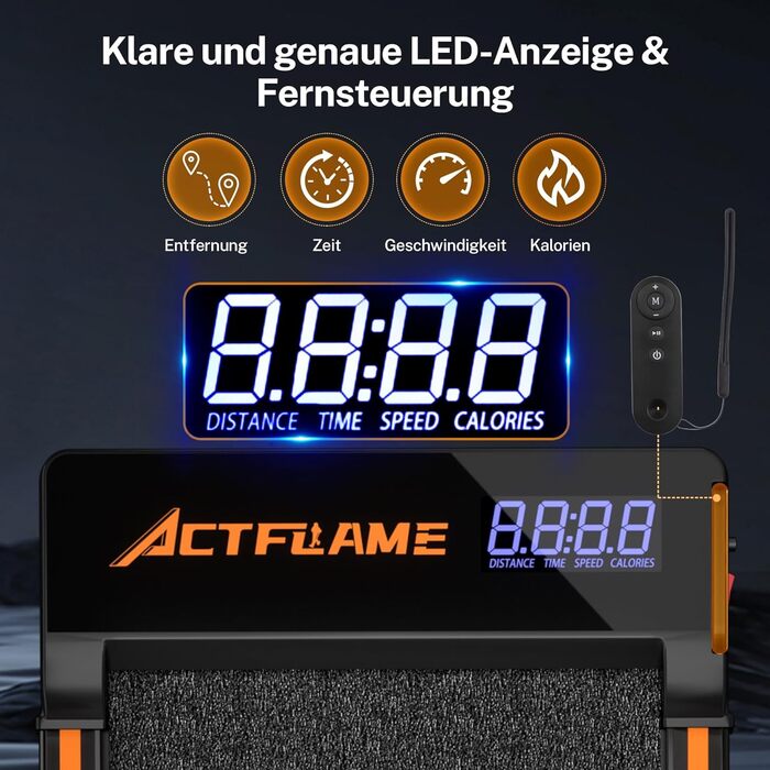 ACTFLAME Ходункова доріжка з нахилом для дому та офісу, 4 в 1, 2.5 PS, компактна (Чорний)