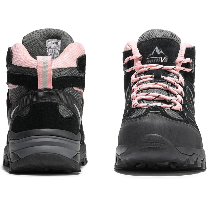 Черевики для трекінгу та подорожей NORTIV 8 для жінок - дихаючі, зручні (38.5 EU, широкі, чорно-рожеві)