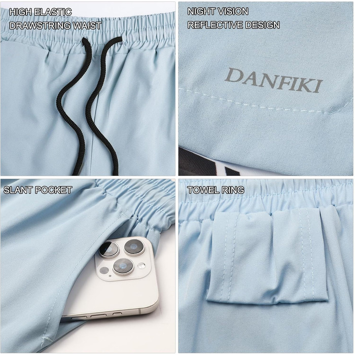 Чоловічі спортивні шорти 2-в-1 для бігу, тренувань та активного відпочинку (M, синій з камуфляжною підкладкою)