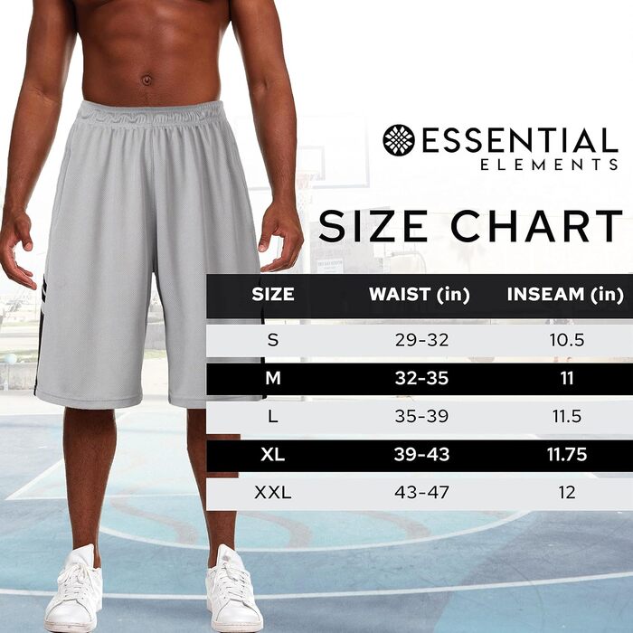 Шорти спортивні чоловічі - баскетбольні шорти для чоловіків - активні шорти для тренувань, залу, бігу (L, набір 5 шт.)