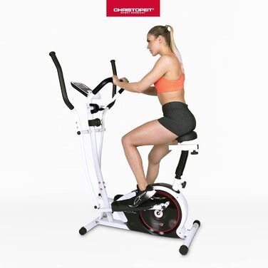 Ергометр Christopeit Crosstrainer CT 4 – 2-в-1 тренажер для ходьби та бігу з магнітною системою опору 7 кг, 8 рівнів навантаження, LCD-дисплей, датчики пульсу та підставка для планшета – для щадного впливу на суглоби (з килимком)