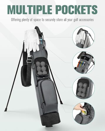 Сумка для гольфу на штативі, легка, 2-way роздільник, 3 кишені, сіра (A3)