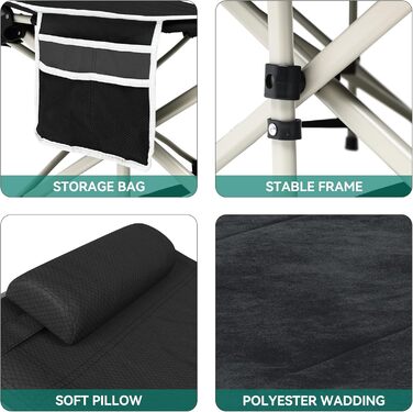 Зручне розкладне ліжко YITAHOME для кемпінгу та відпочинку на природі. Міцне, розкладне ліжко з матрацом, чорного кольору. Ідеально для подорожей та відпочинку на відкритому повітрі.