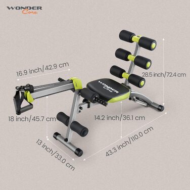 Wonder Core - лавка для пресу, тренажер для вправ на прес, регульована лавка для дому, стул для тренувань