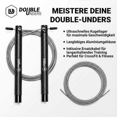 Скакалка Springseil Speed Rope: регульований, для CrossFit, боксу, фітнесу. Металеві ручки, срібно-чорний колір