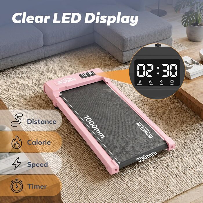 Бігова доріжка Walking Pad для дому з тихим двигуном, LED-дисплеєм та компактним дизайном для ходьби та бігу, посилена конструкція