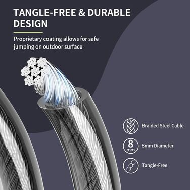 Стрибкове канат Hererope з вагою 250г, регульований, з підшипниками, неслизька ручка, міцний сталевий трос, для чоловіків та жінок, фітнес, HIIT