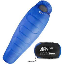 Сплячий мішок Active Era Mumienschlafsack: зимовий, літній, водонепроникний, легкий, температурний режим -10°C до 10°C, для кемпінгу та відпочинку на природі (Блакитний)