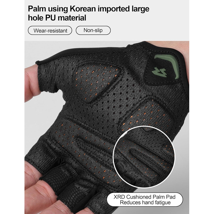 Велосипедні рукавички Lameda: тонкі, літні, напівпальцеві, дихаючі, еластичні, прохолодні, неслизькі, для шосе та MTB, чоловічі та жіночі, зелені