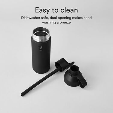 Екологічна пляшка Ocean Bottle GO 500 мл з переробленої нержавіючої сталі, чорна, багаторазова