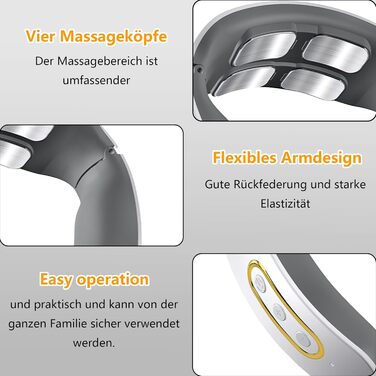 Електричний масажер для шиї 11-в-1 з підігрівом, бездротовий, 6 режимів, 9 рівнів інтенсивності для розслаблення шиї, для дому, офісу, подорожей