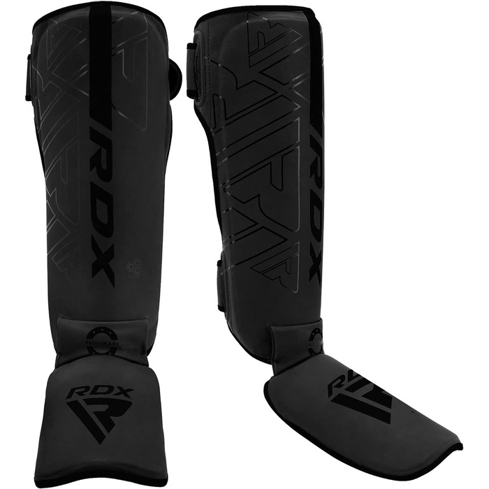 Захисні щитки для гомілки RDX Kara з Maya Hide для муай-тай, кікбоксингу, MMA, карате, BJJ, крав-мага, спарингів, з захистом стопи, шкіряні