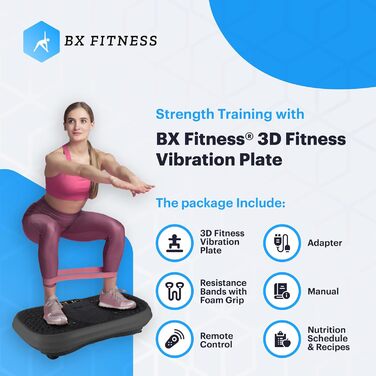 BX Fitness 3D вібраційна платформа для кардіо та силових тренувань, чорна