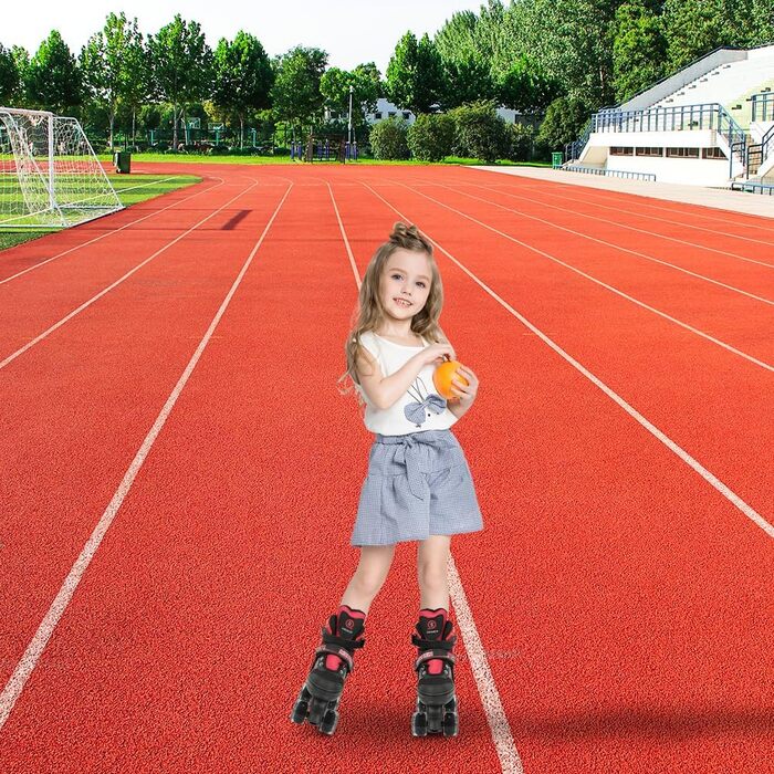 Дитячі ролики Supfine Inlineskates – регульовані, зі світлими колесами, розмір 31-38 (S/M), для дівчаток та хлопчиків, червоно-чорні