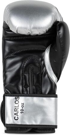 Боксерські рукавички BENLEE Carlos з екошкіри, 06 oz, срібно-чорні