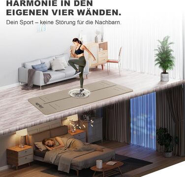 Килимок для йоги та пілатеса з еко-каучуку та TPE, протиковзкий з лініями розмітки, бежевий, 4мм, з ременем для перенесення