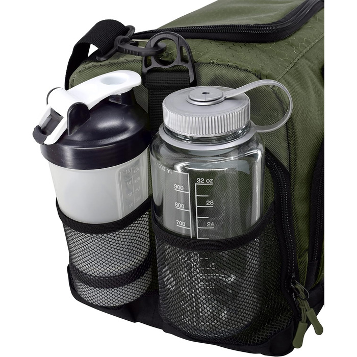 Спортивна сумка FocusGear Ultimate Gym Bag 2.0, водостійка, 10 відділень, середня, зелена, 29,8×26,7×50,8 см