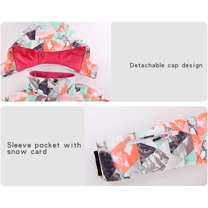 Жіночий комплект для сноубордингу та лижного спорту: куртка та штани, водонепроникний, вітронепроникний, теплий, для туризму, сноубордингу, лижного спорту, оранжевий+чорний, розмір L