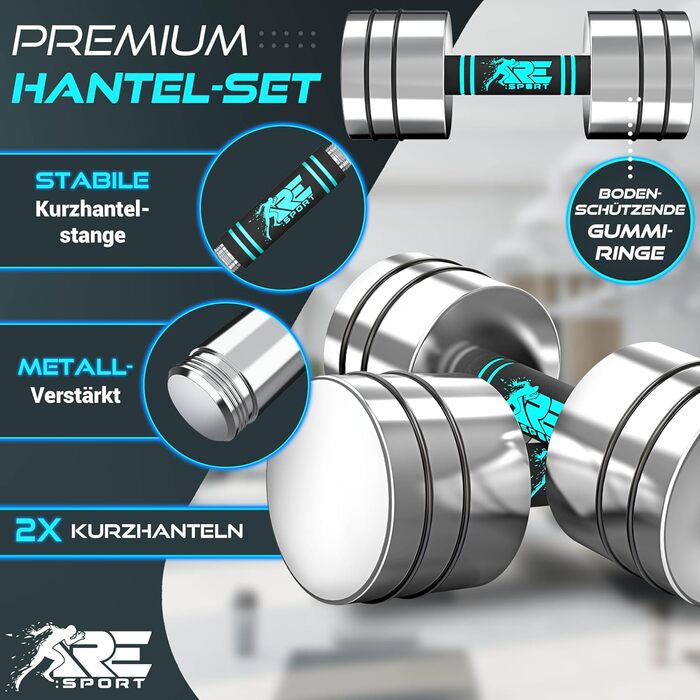 Набір гантелей 2 шт. по 10 кг (2,5/5/7,5 кг) з пінопластової ручки | Гантелі для фітнесу, тренувань вдома, силових тренувань та нарощування м'язів | Турквіс