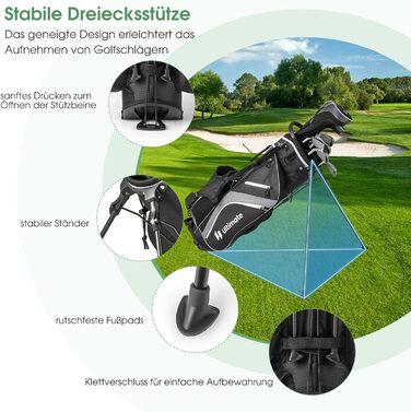 GYMAX Гольф-сумка-стійка, переносима, з 14 відділеннями та 6 кишенями, з капюшоном від дощу та ручкою для перенесення, для чоловіків та жінок, сірого кольору