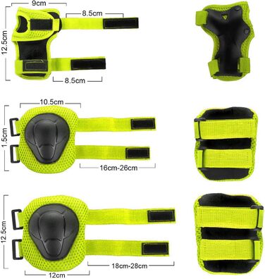 Набір захисту 7-в-1 для дітей 3-8 років: шолом, наколінники, налокітники, рукавички. Підходить для роликів, скейтбордингу, велосипеда. Зелений колір.