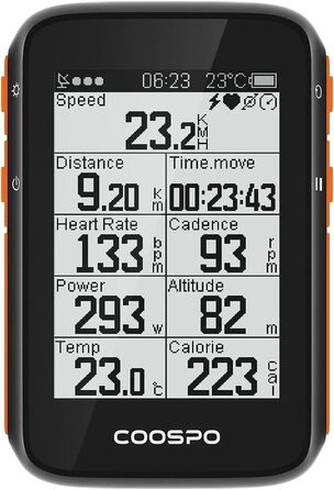 Велокомп'ютер COOSPO BC200 з GPS, Bluetooth 5.0, ANT+, бездротовий, з LCD-екраном 2.4'', автоматичним підсвічуванням, водонепроникний IP67, велоспідометр і одометр для велосипеда