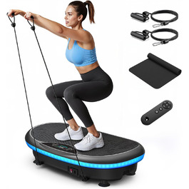 Віброплатформа MERACH 4D з 7 режимами вібрації, 120 швидкостями, 5 програмами, Bluetooth та підсвіткою, чорна