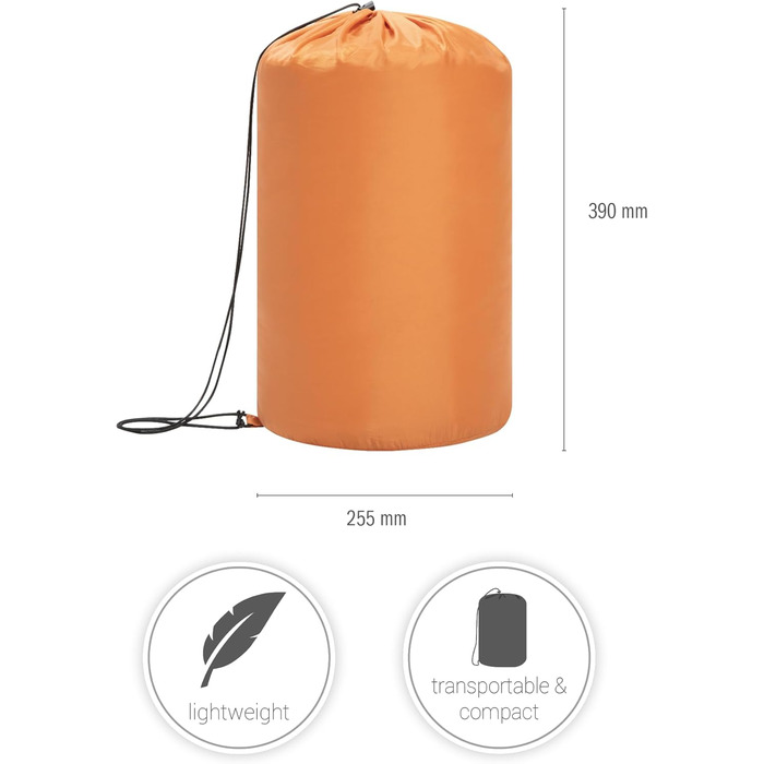 Спальний мішок Paco Home для дорослих та дітей: теплий, дихаючий, для кемпінгу та відпочинку на природі, 220x70x6 см, оранжевий