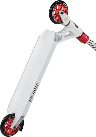 Трюковий самокат STAR SCOOTER Pro Sport 120 мм для дітей від 7 років та дорослих, алюмінієвий, біло-червоний