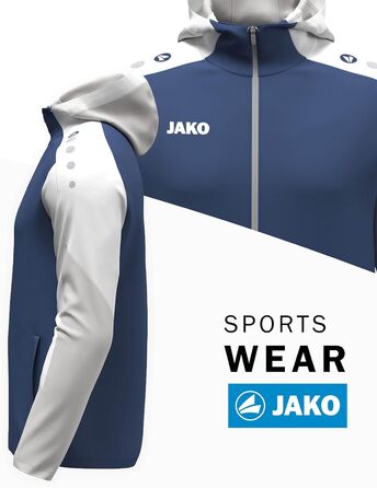 Чоловіча спортивна куртка з капюшоном JAKO Dynamic (3XL, небесно-блакитний/білий/темно-синій)