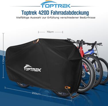 Водонепроникний чохол для велосипеда Toptrek: захисна накидка 200x110x70 см з оксфордської тканини 420D