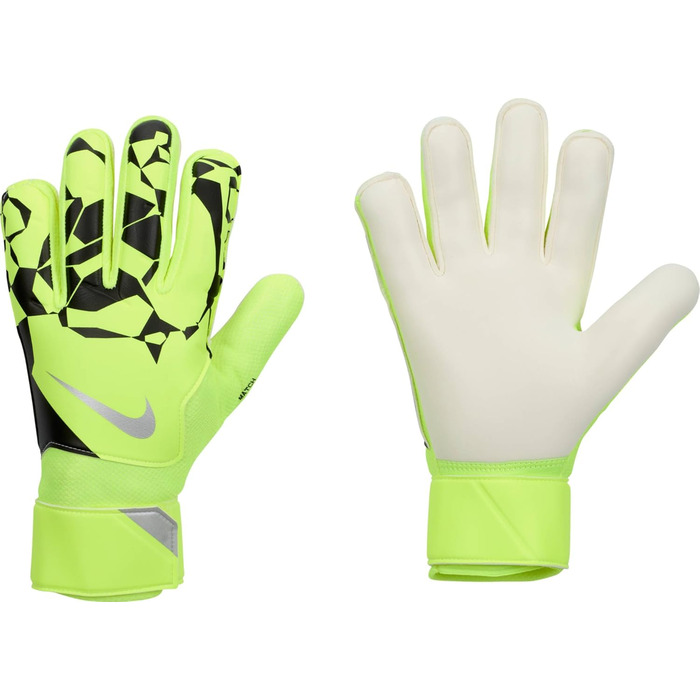 Воротарські рукавички Nike Match для дорослих, унісекс, футбольні, розмір 7, жовті/чорні/сріблясті