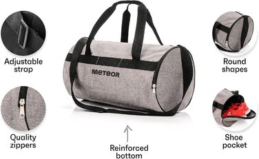 Дитяча спортивна сумка meteor 25 л, кругла, для спортзалу, плавання, подорожей, чоловіків, жінок, дітей, сіро-чорна