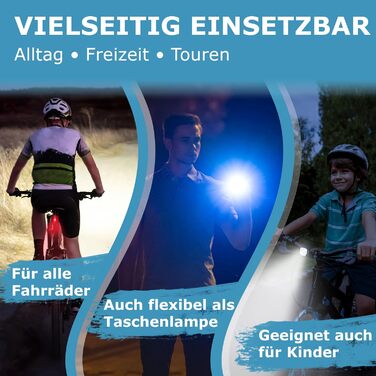 Велофара WIDDER: комплект передньої та задньої велофари LED 90 люмен, USB-C, StVZO, для дорослих/дітей