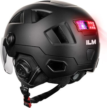 Розумний велосипедний шолом ILM з LED-підсвіткою, візором та сенсором гальмування для жінок і чоловіків