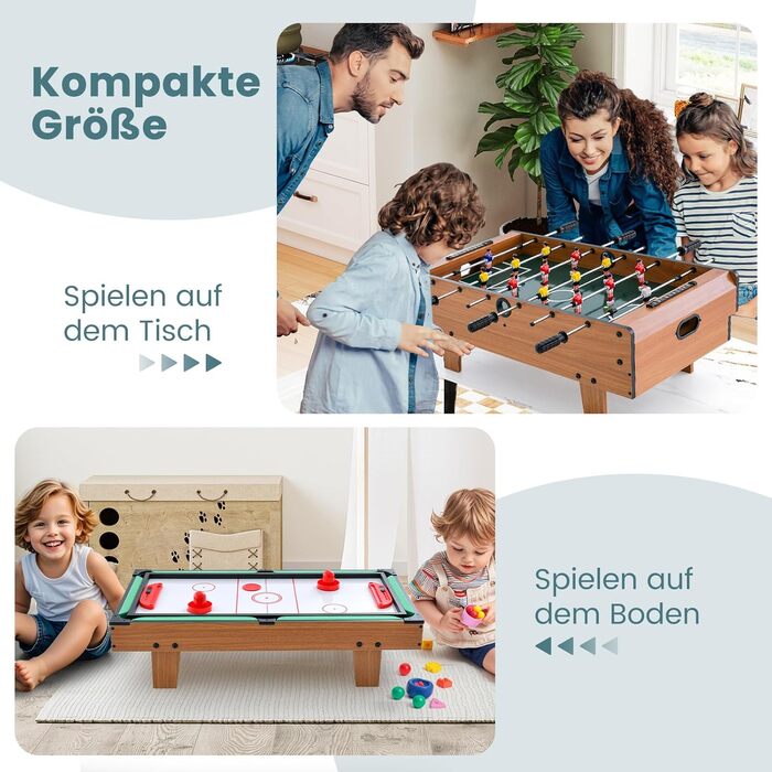 COSTWAY 4-в-1 ігровий стіл: пінг-понг, хокей, футбол, більярд, дерев'яний, для дітей та дорослих