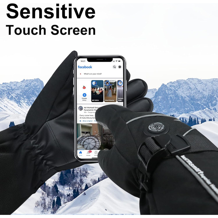 Обогревні рукавиці для чоловіків, 7.4V 3000Ah, чорні, для катання на мотоциклі та активного відпочинку