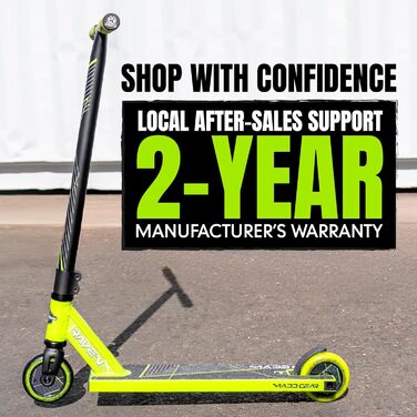 Скутер трюковий Madd Gear MG1 Raven Series – професійний, алюмінієвий, для дітей від 5 років (зелений/чорний)