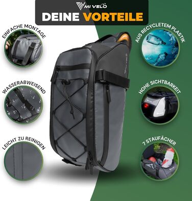 Велосумка MIVELO для багажника, ізотермічна, водовідштовхувальна, 10 л, сіра