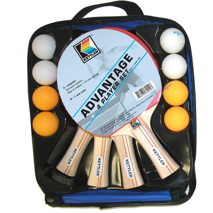 Набір для настільного тенісу Kettler Advantage: 4 гравці (4 ракетки та 8 м'ячів)