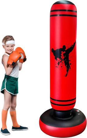 Дитячий боксерський мішок на підставці, 160 см, червоний. Мішок для кікбоксингу, боксерський манекен, іграшки для активного відпочинку на вулиці