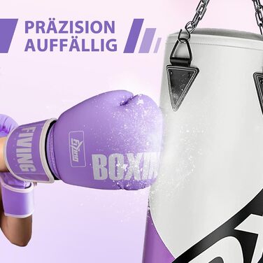 Боксерські рукавички жіночі FIVING Pro Style 14oz, фіолетові, для тренувань, муай тай, спарингу та боксерського мішка, PU-шкіра
