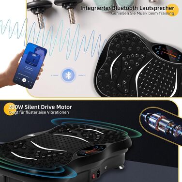 Віброплатформа EVOLAND 3D для фітнесу з 5 програмами, Bluetooth та 2 гумками для тренувань вдома