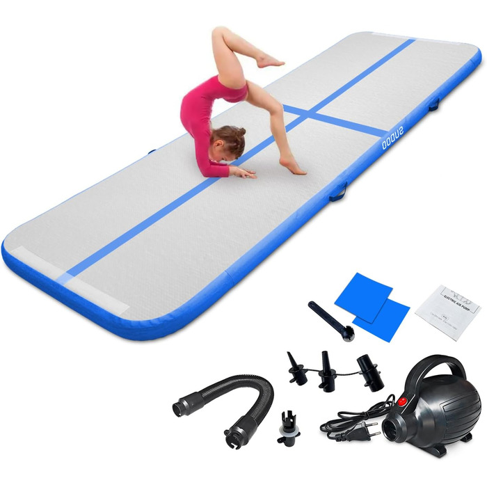 Надувна гімнастична матка (килимок) для дому, вулиці, фітнесу, йоги, тренувань, челедингу та водного спорту, 10 см заввишки, з антиковзким покриттям, 3м/4м/5м