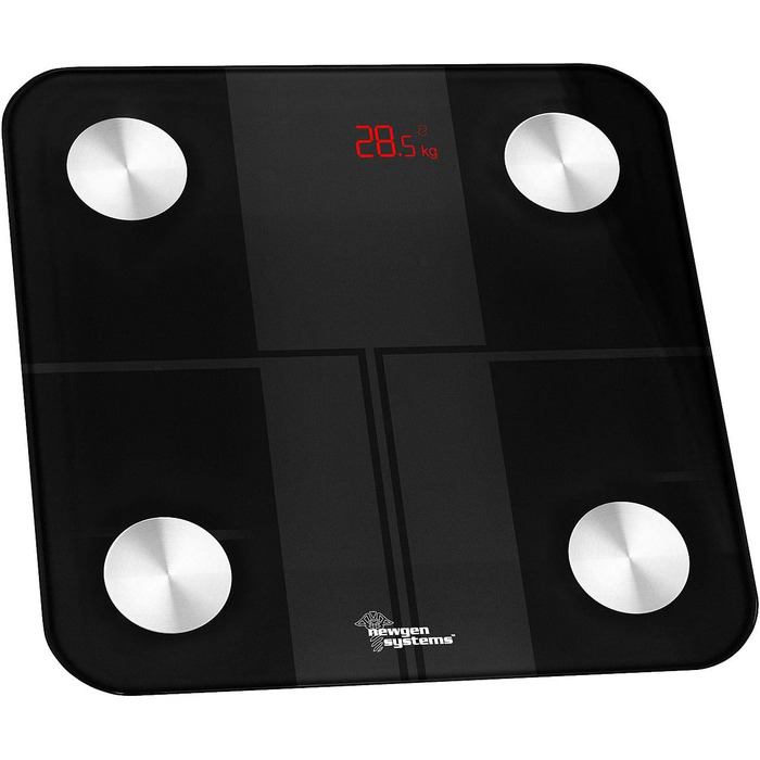 Вага для тіла Newgen Medicals 14-в-1 з аналізом складу тіла, Bluetooth, App, розпізнавання користувача (для ванної кімнати, для літніх людей)
