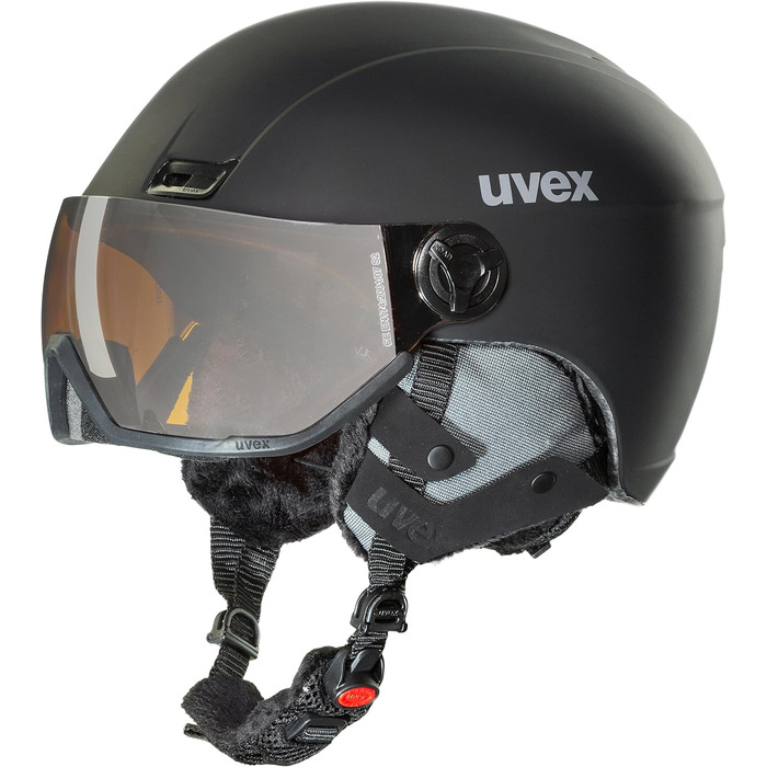 Шолом Uvex HLMT 400 Visor Style - Легкий гірськолижний шолом для жінок та чоловіків, з регулюванням розміру та візором Single, чорний (58-61 см)