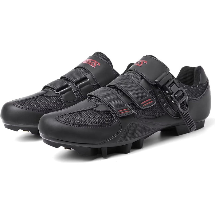 Велосипедні черевики Mountain для чоловіків та жінок, MTB, SPD, для гірського велосипеда, з пряжкою, зелені (40 EU, C Чорний Червоний)