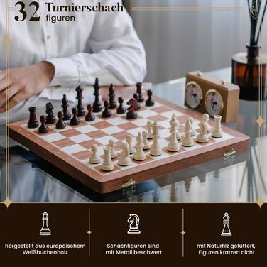 Професійний шаховий набір Master Of Chess №4, інтарсне дерев'яне шахове поле 42 см, високоякісні фігури Staunton для дітей та дорослих